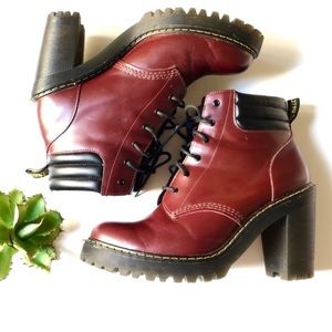 Red Dr. Marten Persephone Red Leather Heel Boots